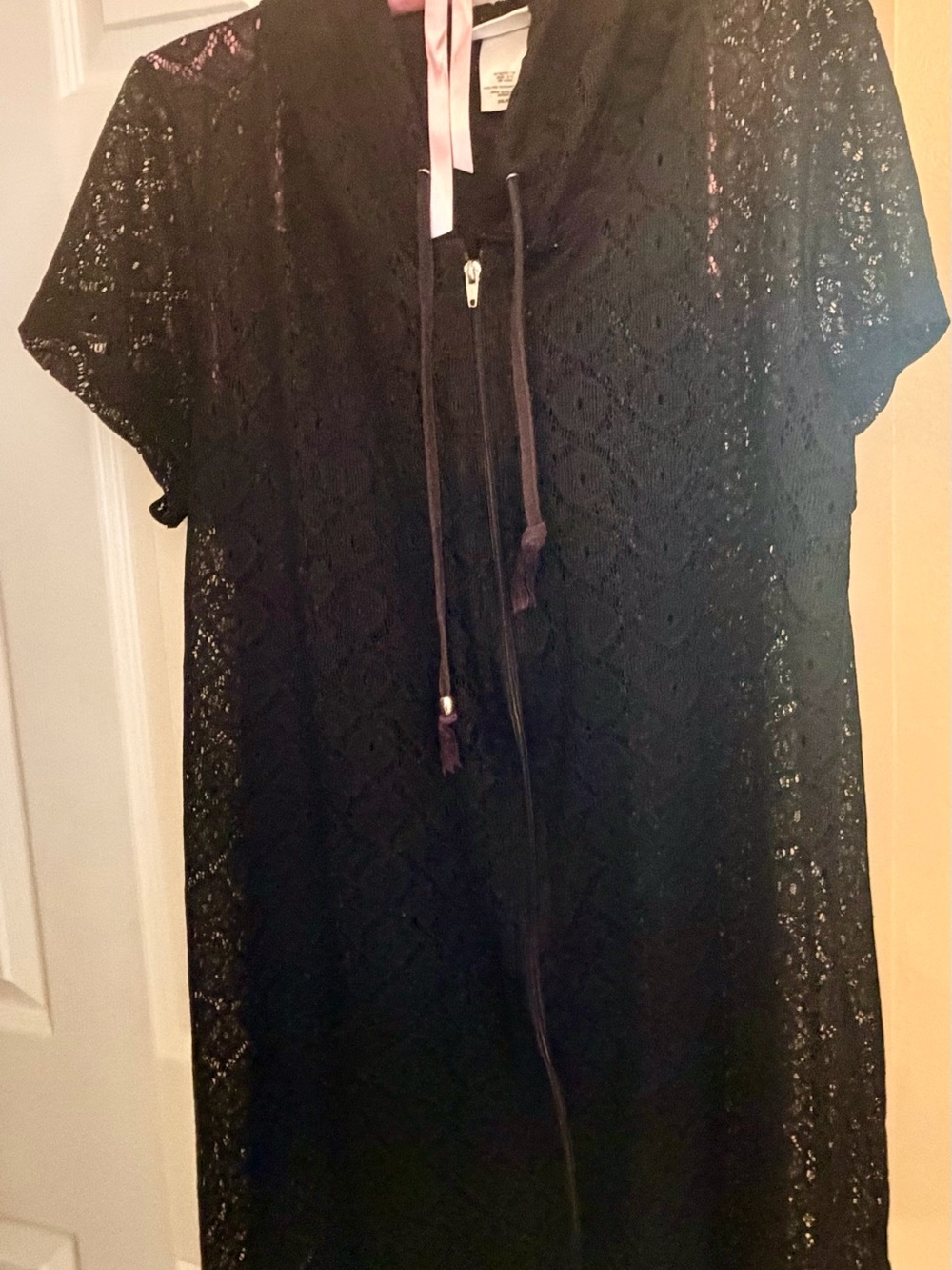 Jaclyn Smith Black Lace Zip Hoodie Swim Coverup - Picture 4 of 7